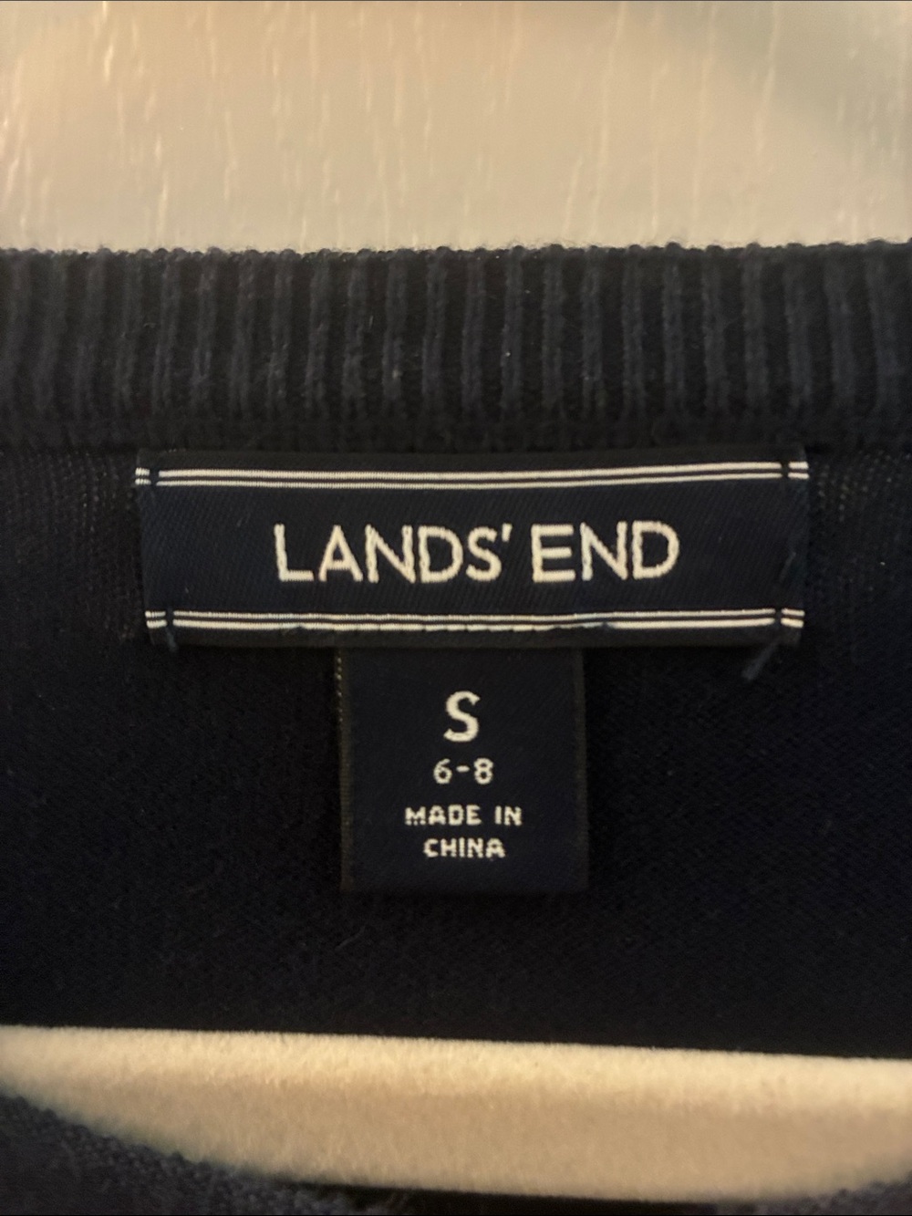 Lands' End Dark Navy Crewneck Knit Cardigan - Picture 2 of 2